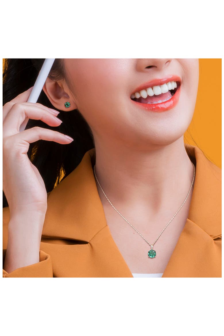 Lab Grown Emerald Earrings & Necklace Set, Alternate, color, GREEN