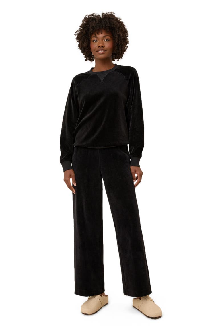 Pure Velour Crew Sweatshirt, Alternate, color, Black