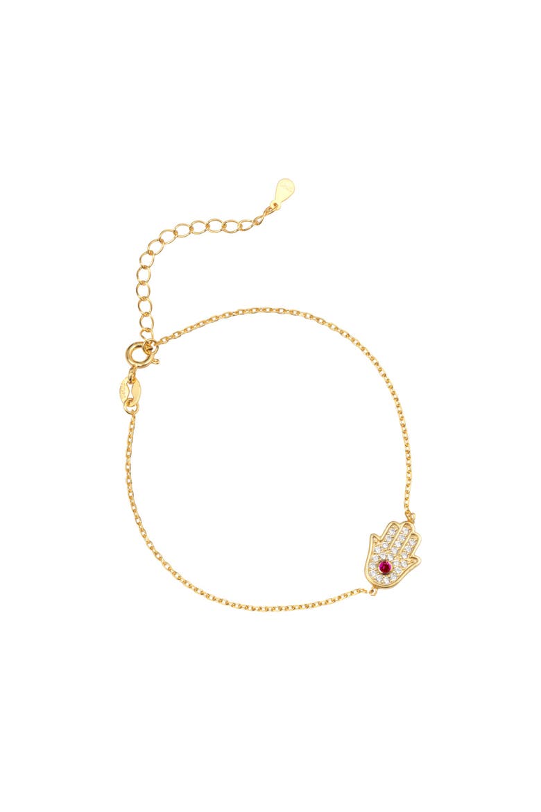 pave Hamsa Hand Bracelet, Main, color, red