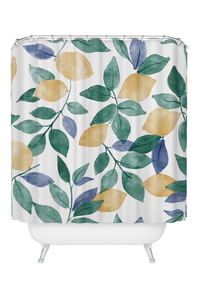 Spring Lemons Shower Curtain, Main, color, GREEN