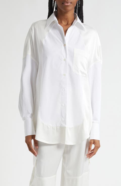 Mixed Media Button-Up Shirt