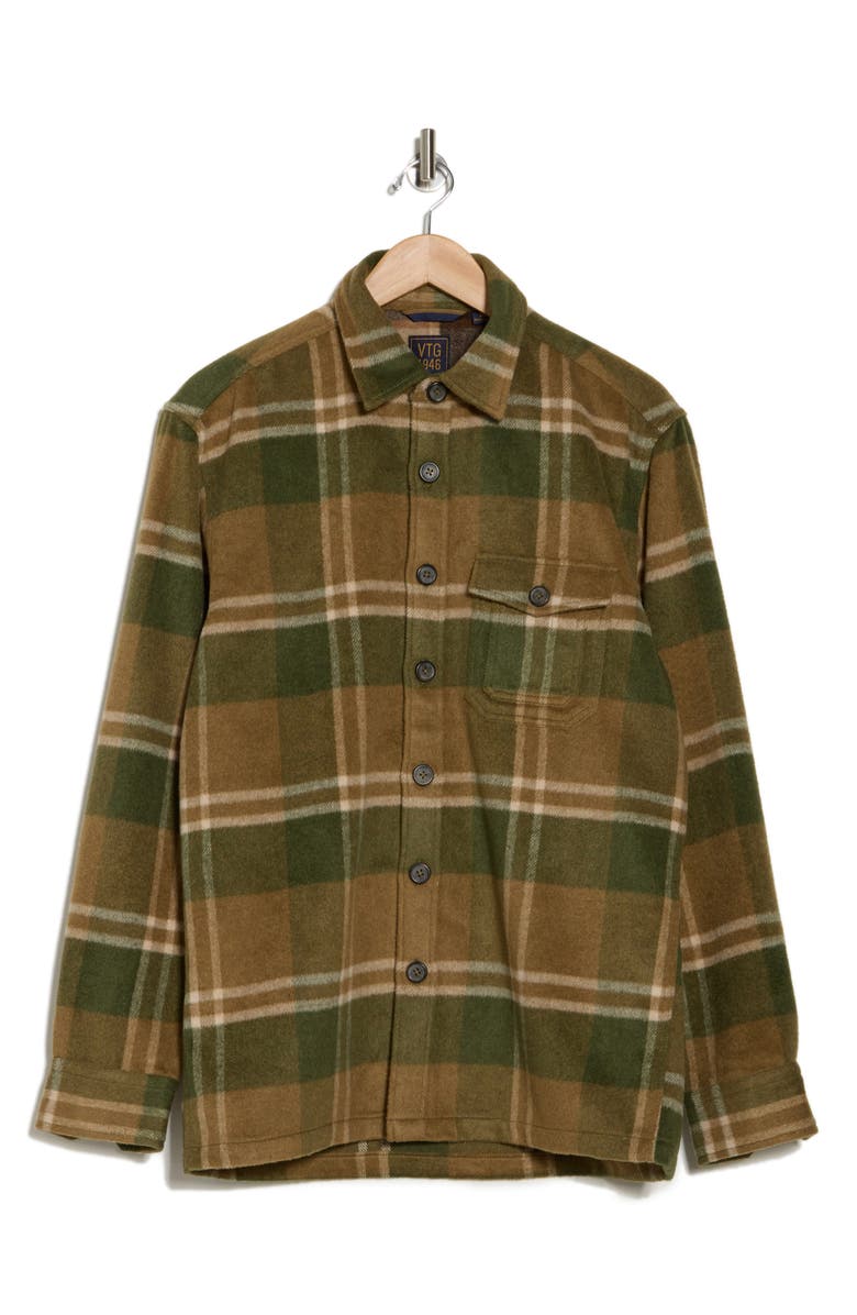 Vintage 1946 Buffalo Plaid Shirt Jacket, Alternate, color, Light Green/ Natural