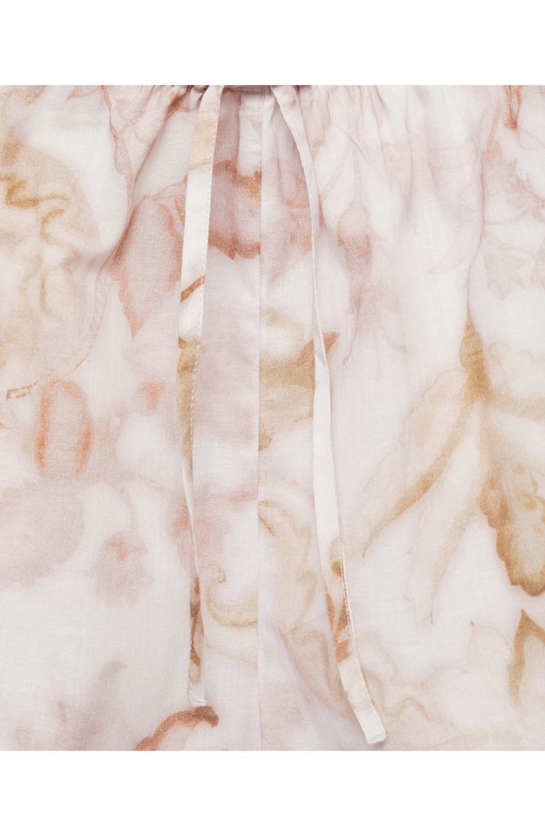 MANGO Floral Print Cotton Pajama Shorts, Alternate, color, Light/ Pastel Grey