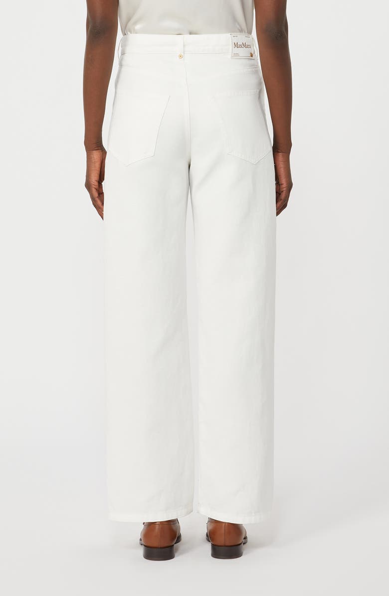 Max Mara Cotton & Linen Drill Twill Straight Leg Trousers, Alternate, color, White