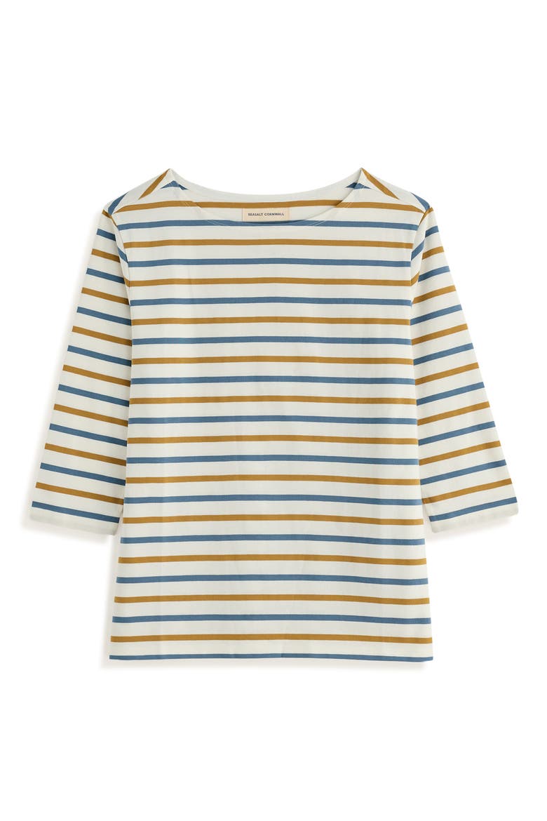 Sailor Striped Organic Cotton Top, Alternate, color, TRI BRETON GOLDEN PEAR