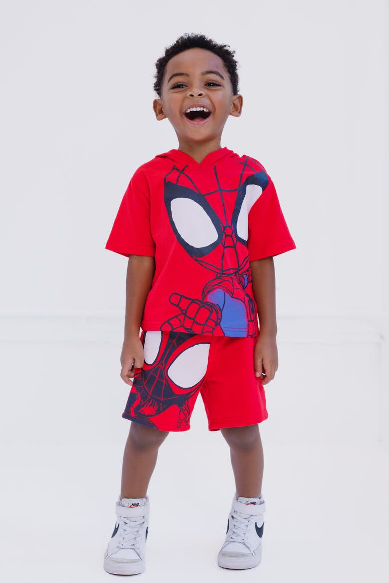 Spidey and His Amazing Friends Short Sleeve Hoodie & Shorts Set, Alternate, color, Red
