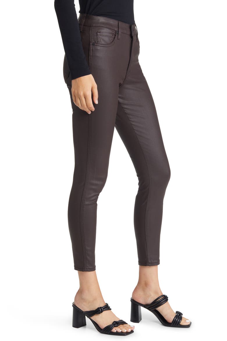 Donna Fab Ab Coated High Waist Ankle Skinny Jeans, Alternate, color, CHOCOLATE