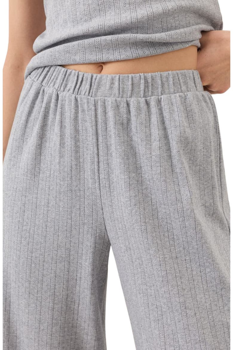 Organic Cotton Pointelle Wide Leg Pant, Alternate, color, Heather Grey