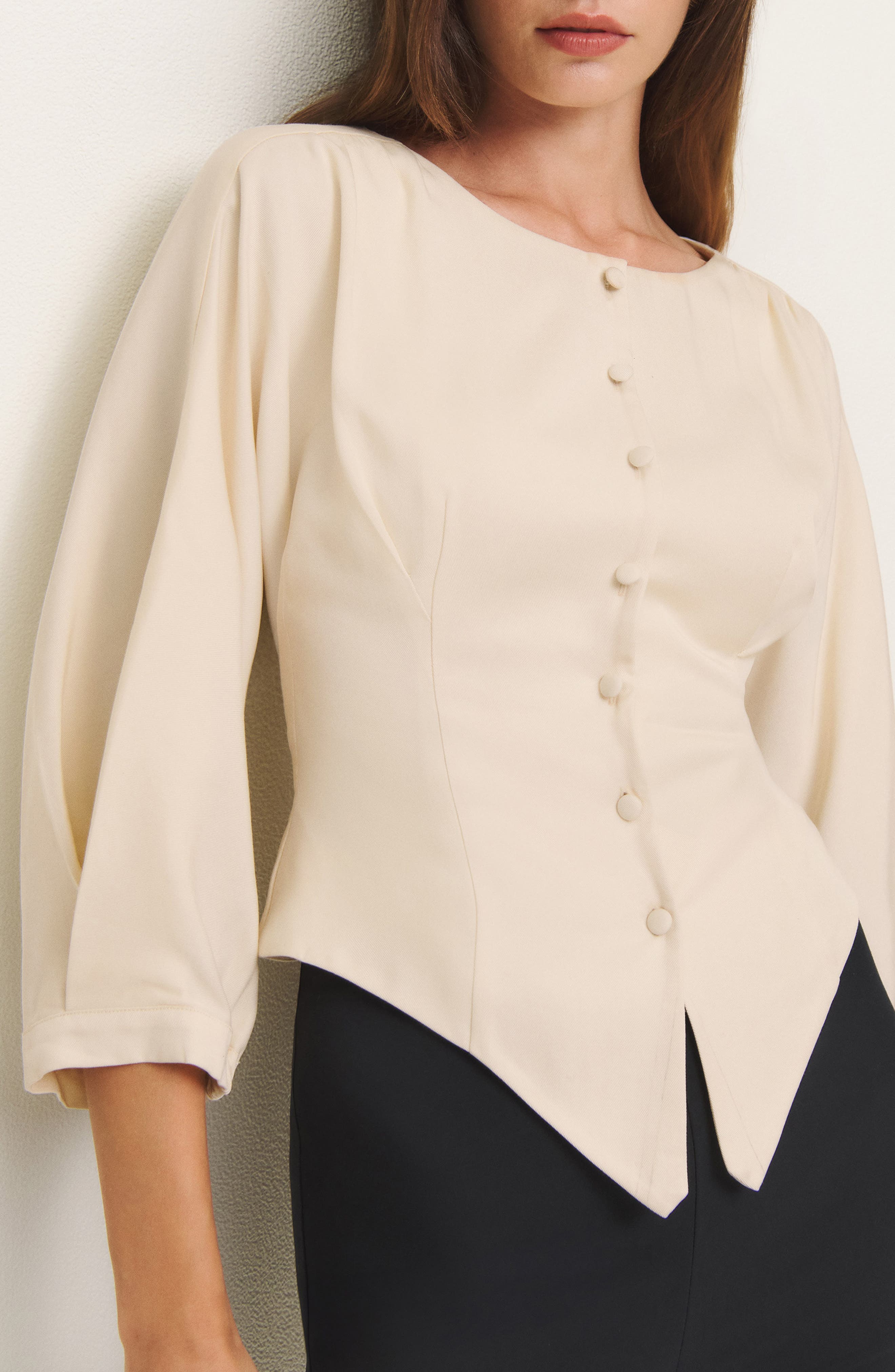 Reformation Martha Front Button Asymmetric Top (Women) | Nordstrom