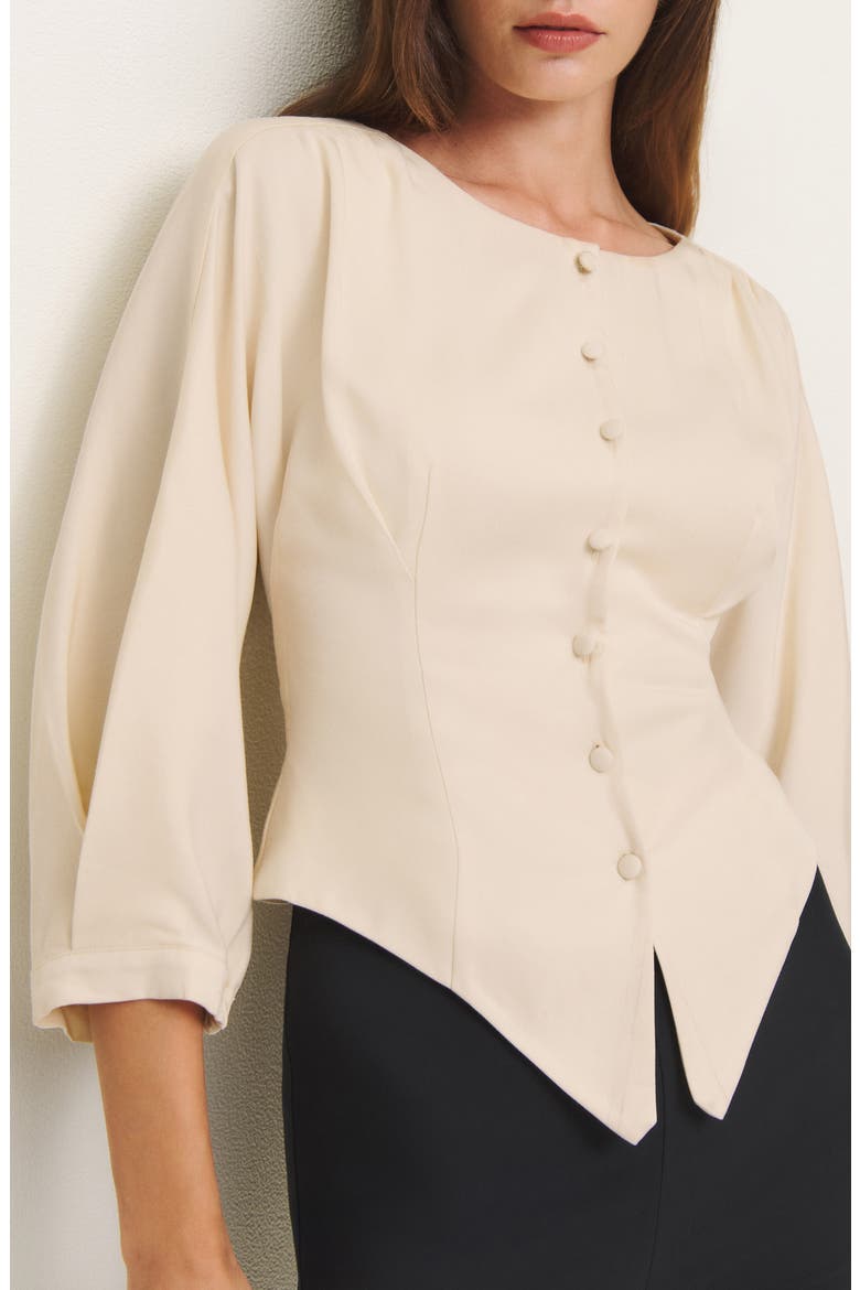 Martha Front Button Asymmetric Top, Main, color, SUGAR