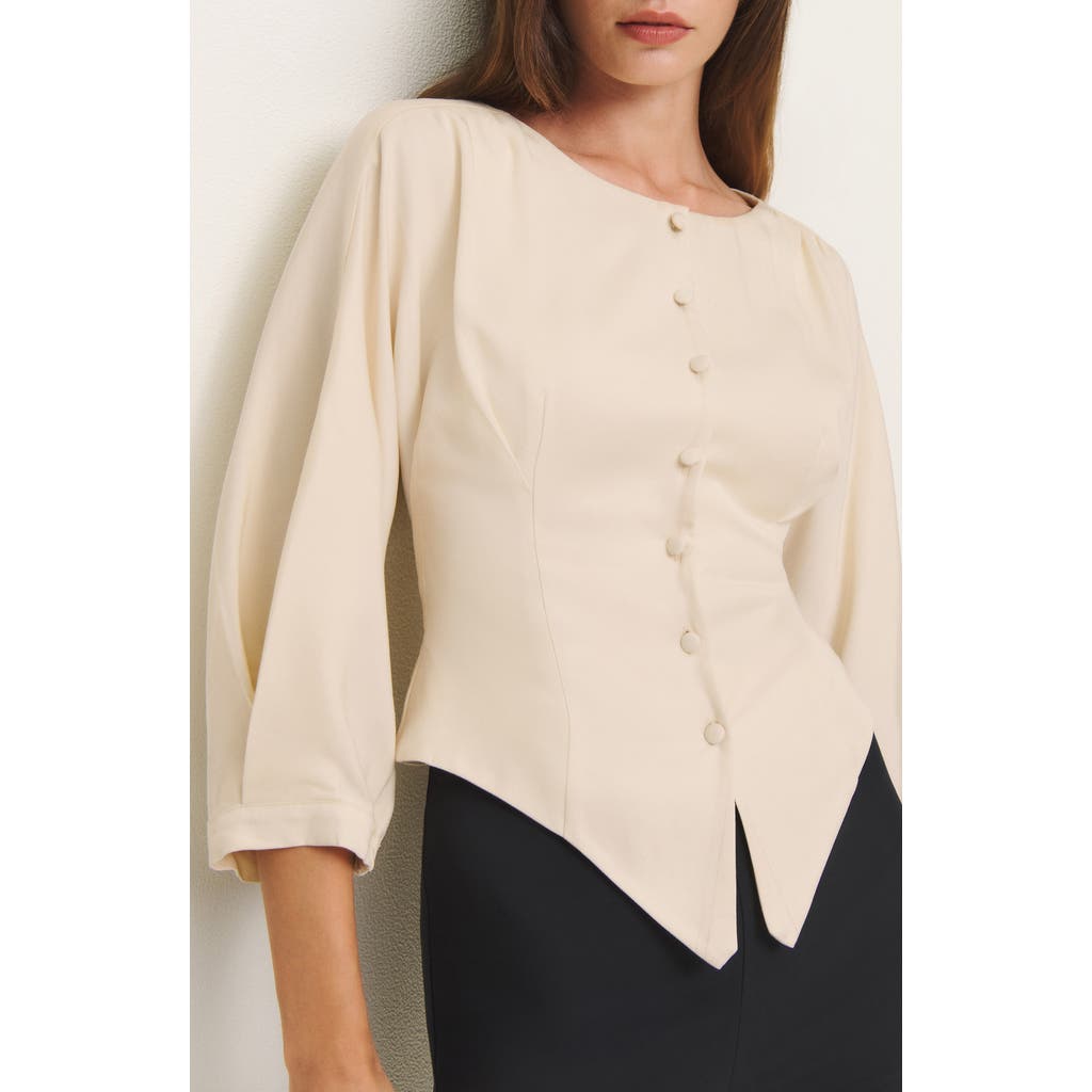 Reformation Martha Front Button Asymmetric Top In White