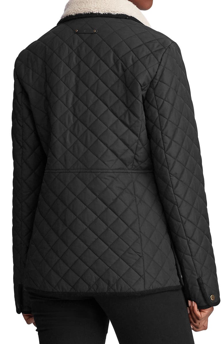 Lauren Ralph Lauren Faux Shearling Collar Quilted Jacket, Alternate, color,