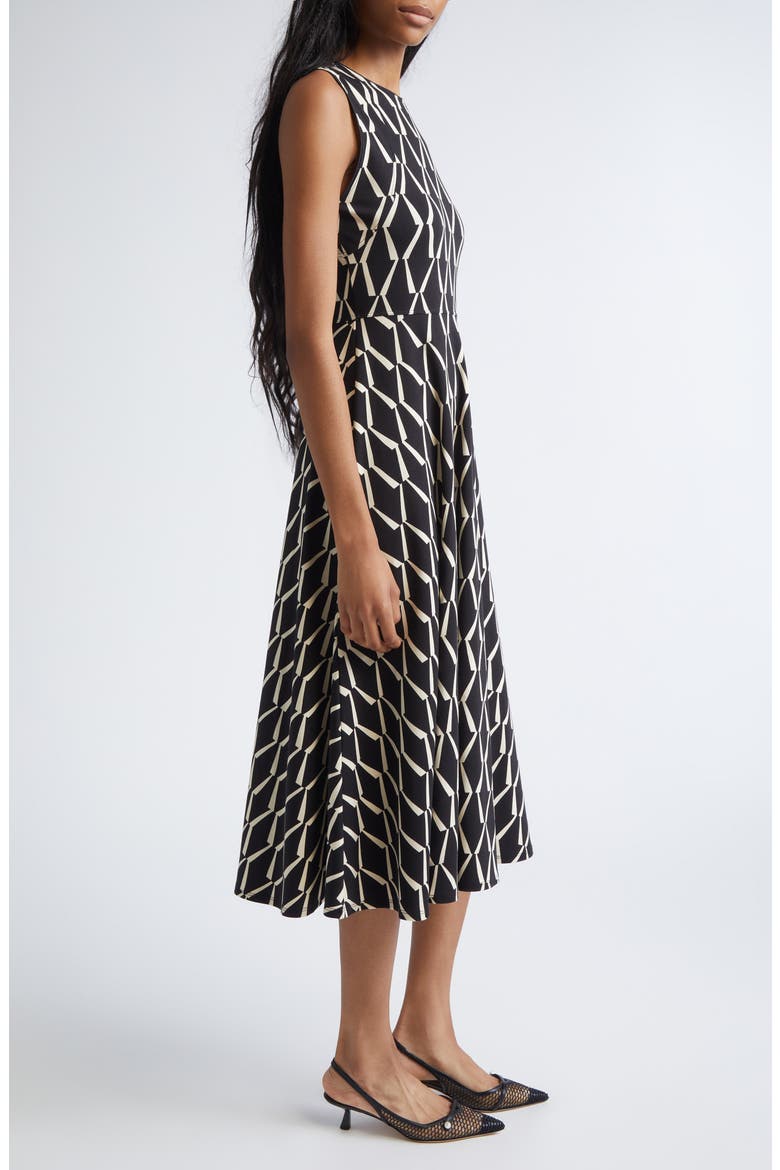 Lampara Geo Print Jersey Midi Dress, Alternate, color, BLACK