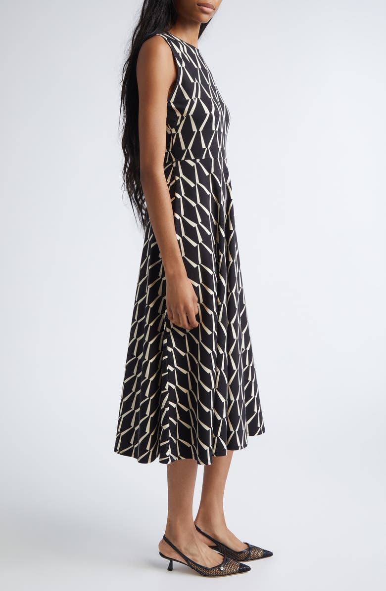 Max Mara Lampara Geo Print Jersey Midi Dress, Alternate, color, Black