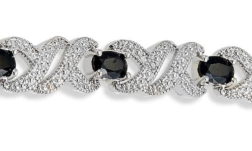 Savvy Cie Jewels Genuine Gemstone And Diamond Bracelet In Silver
