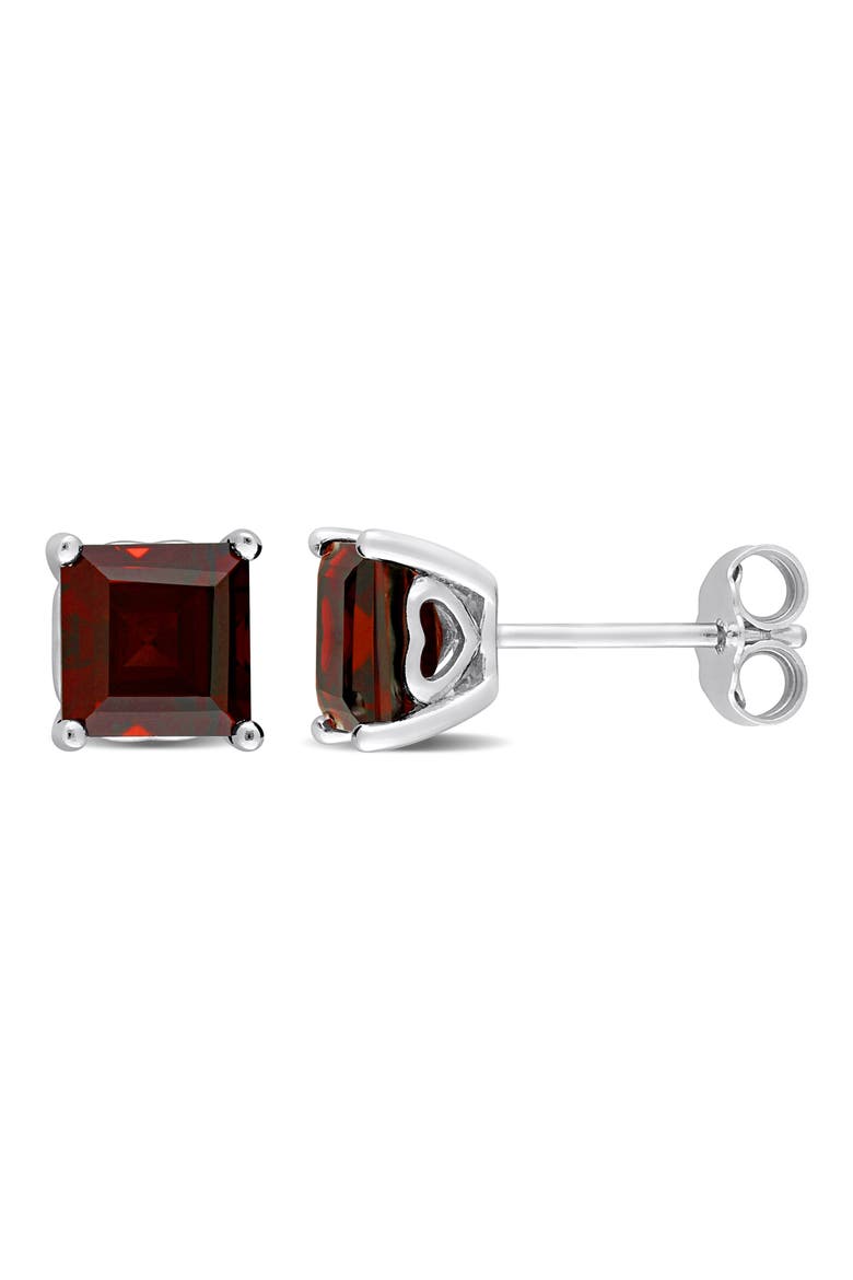 Princess Cut Garnet Stud Earrings, Main, color, RED