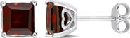 DELMAR Princess Cut Garnet Stud Earrings
