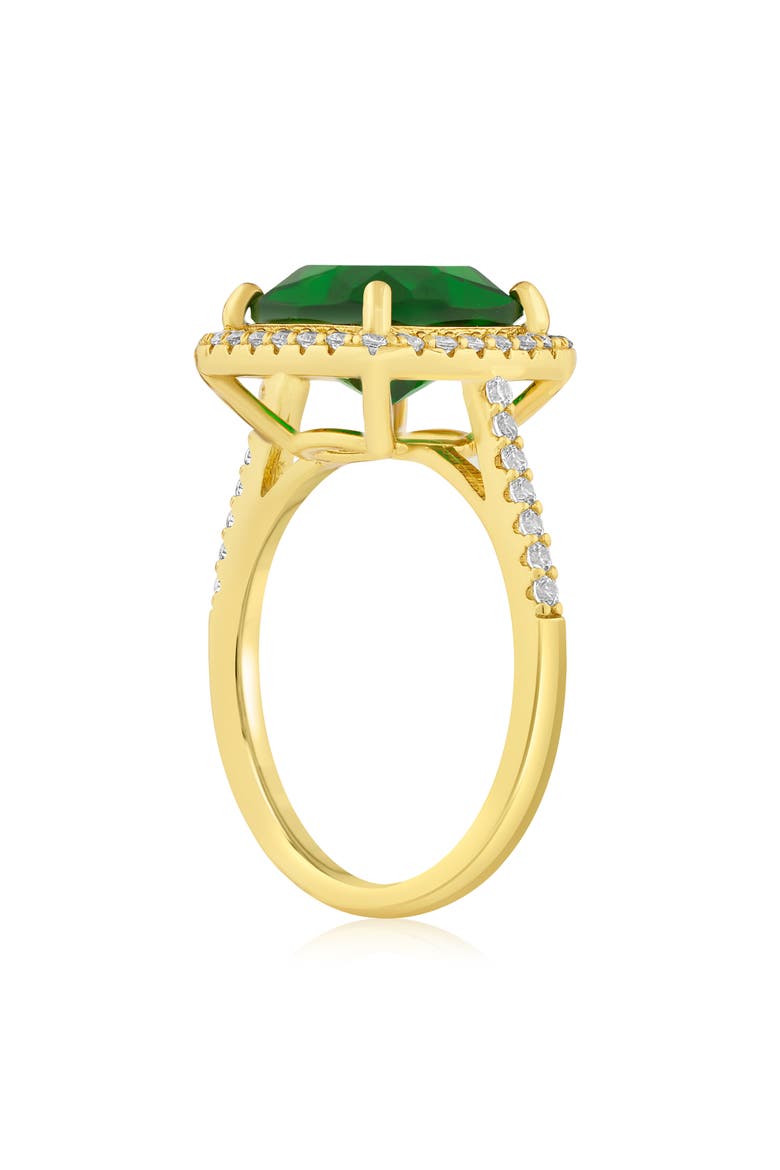 Emerald Halo Cubic Zirconia Ring, Alternate, color, GREEN