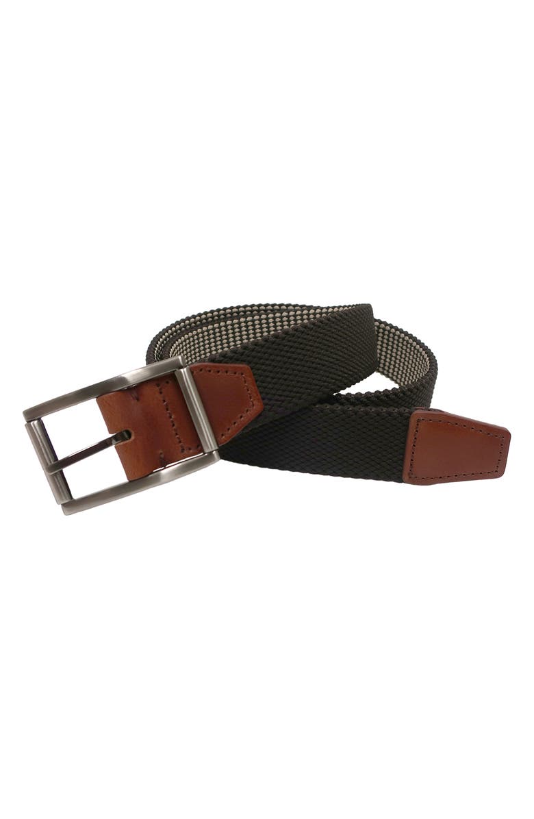 BOCONI Reversible Elastic Braid Feather Edge Belt, Main, color, Brown To Tan