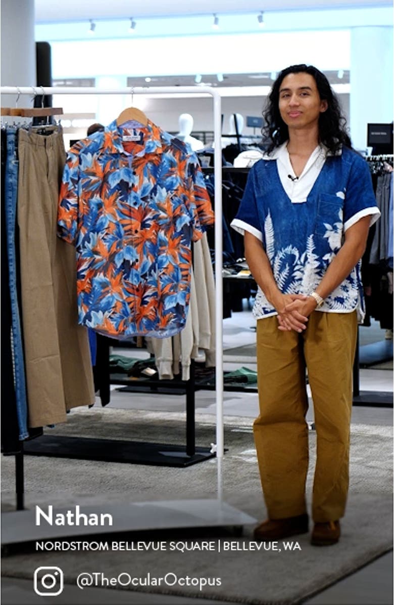 Coconut Point Firecracker Floral IslandZone<sup>®</sup> Short Sleeve Performance Button-Up Shirt, sales video thumbnail