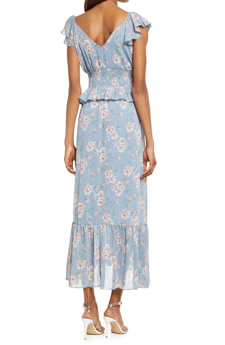 FLORET STUDIOS Luna Floral Smocked Midi Dress, Alternate, color,