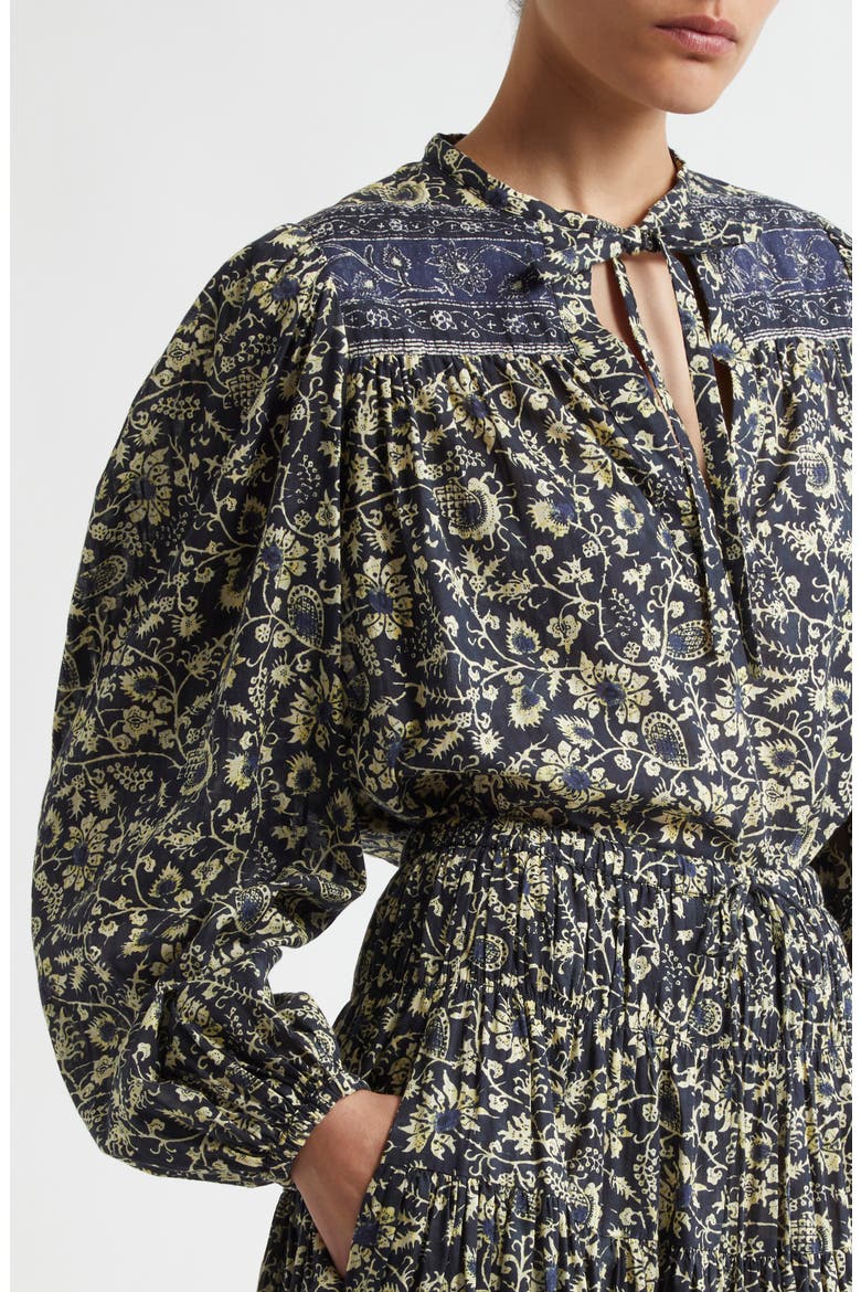 Tillie Floral Tie Neck Top, Alternate, color, RAVEN