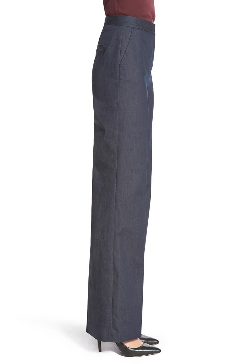 High Waist Denim Flare Leg Trousers, Alternate, color, DARK INDIGO