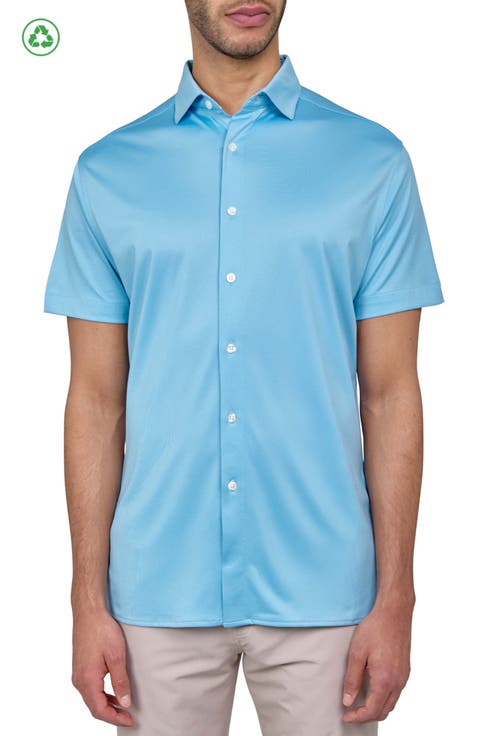 Regular Fit Solid Recycled Performance Golf Button-Down Shirt