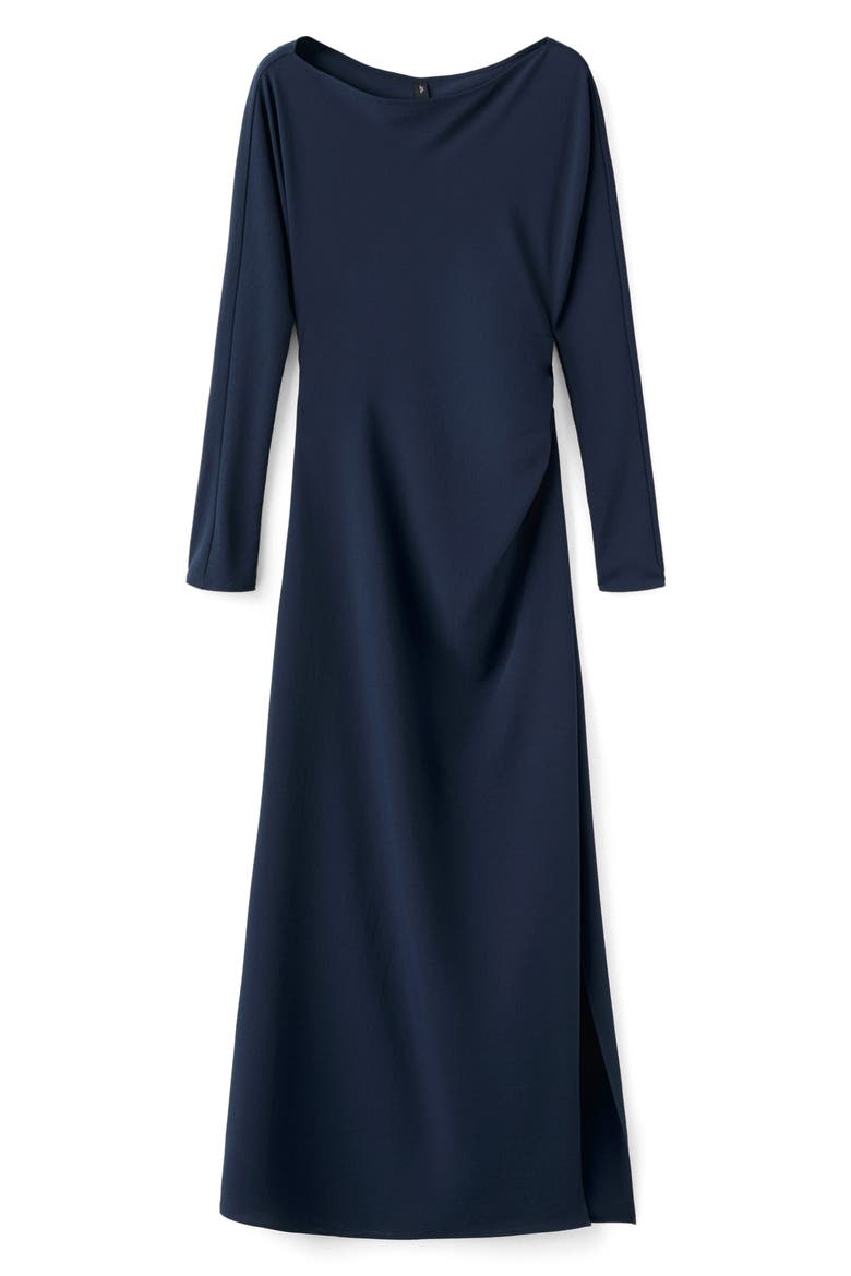 Side Ruched Long Sleeve Dress, Alternate, color, NAVY