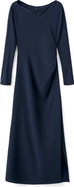MANGO Side Ruched Long Sleeve Dress