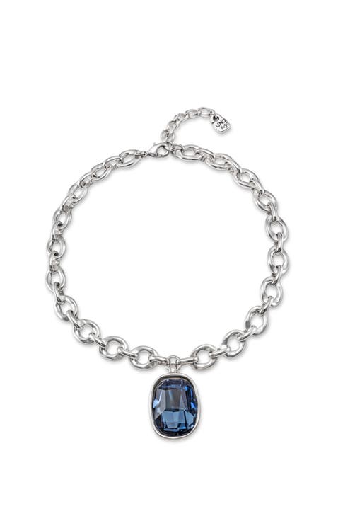 Sterling silver-plated short necklace and crystal