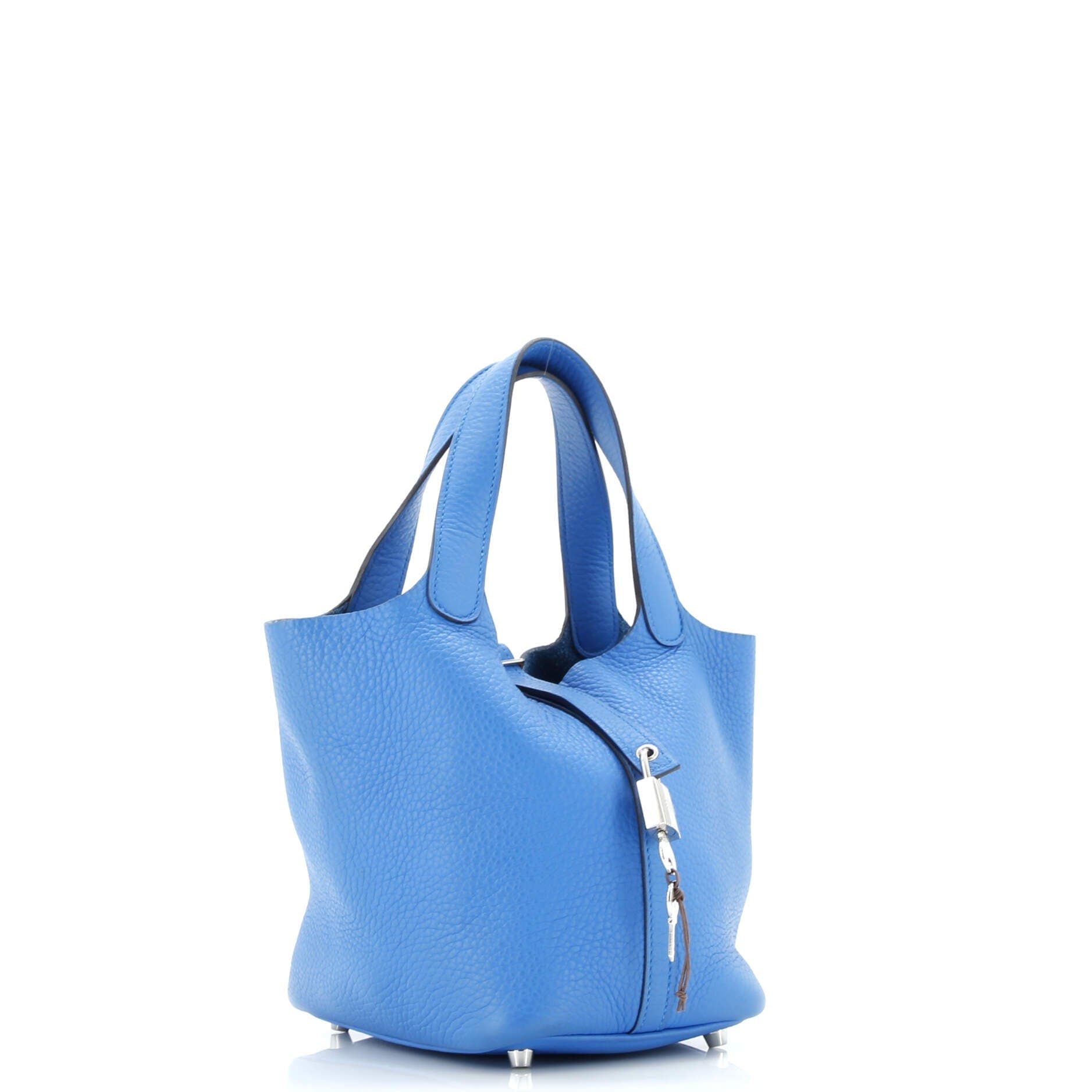Pre-Owned Hermes Picotin Lock Bag Clemence PM, Alternate, color, Bleu Zanzibar