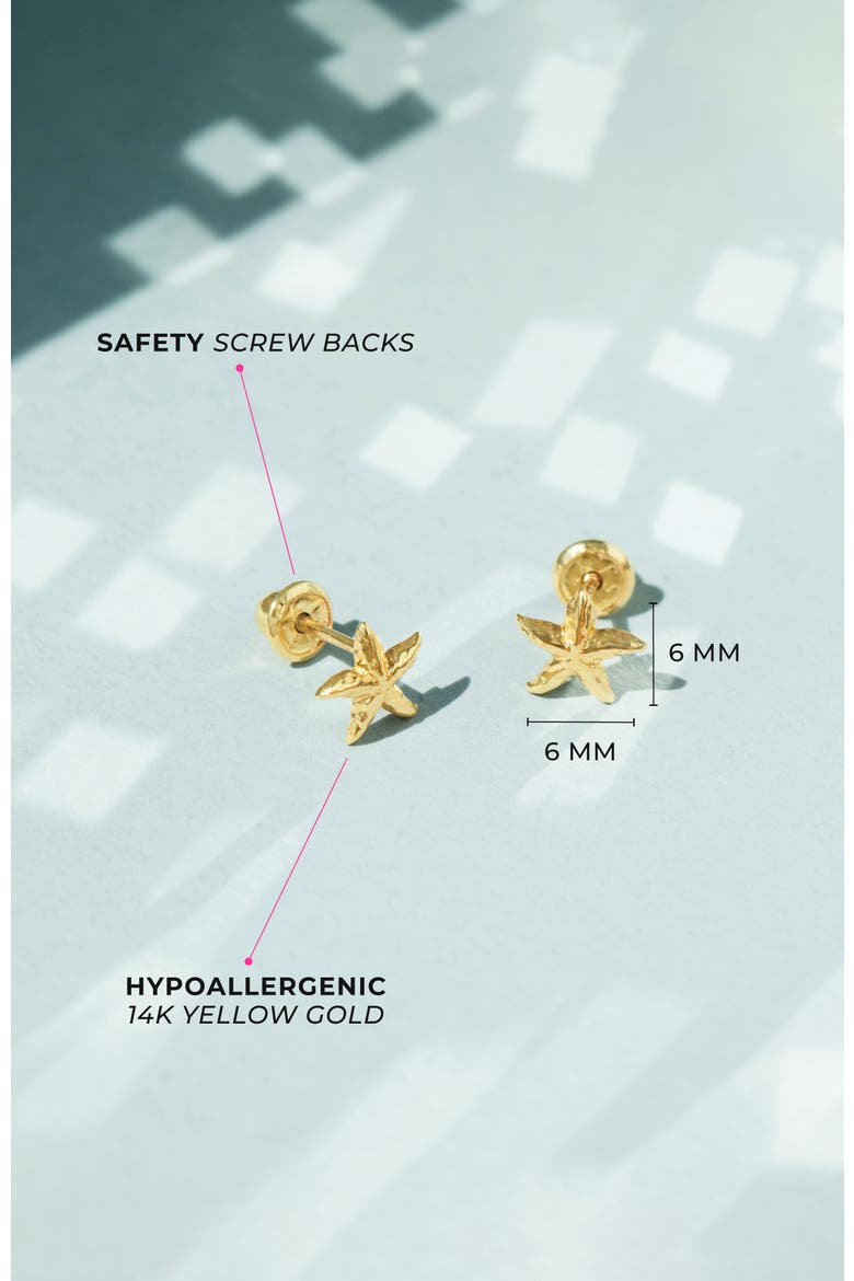 14k Starfish Earrings, Alternate, color, Gold