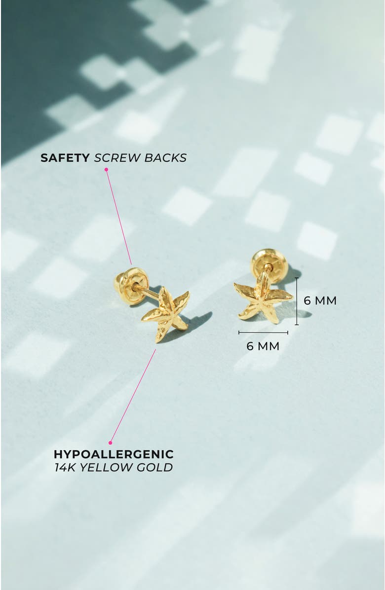 In Season Jewelry 14k Starfish Earrings, Alternate, color, Gold