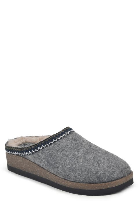 White Mountain Bundle Up Topstitched Faux Shearling Lined Mule Slipper (Women)