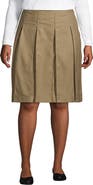 Lands' End Plus Size Solid Top of Knee Box Pleat Skirt