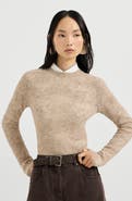 Brunello Cucinelli Silk, alpaca and wool flower lace sweater