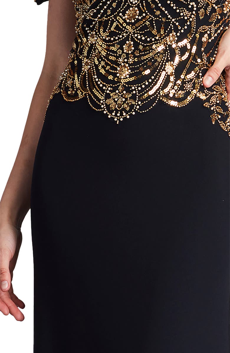 Tadashi Shoji Embellished Bodice Body-Con Gown, Alternate, color, 