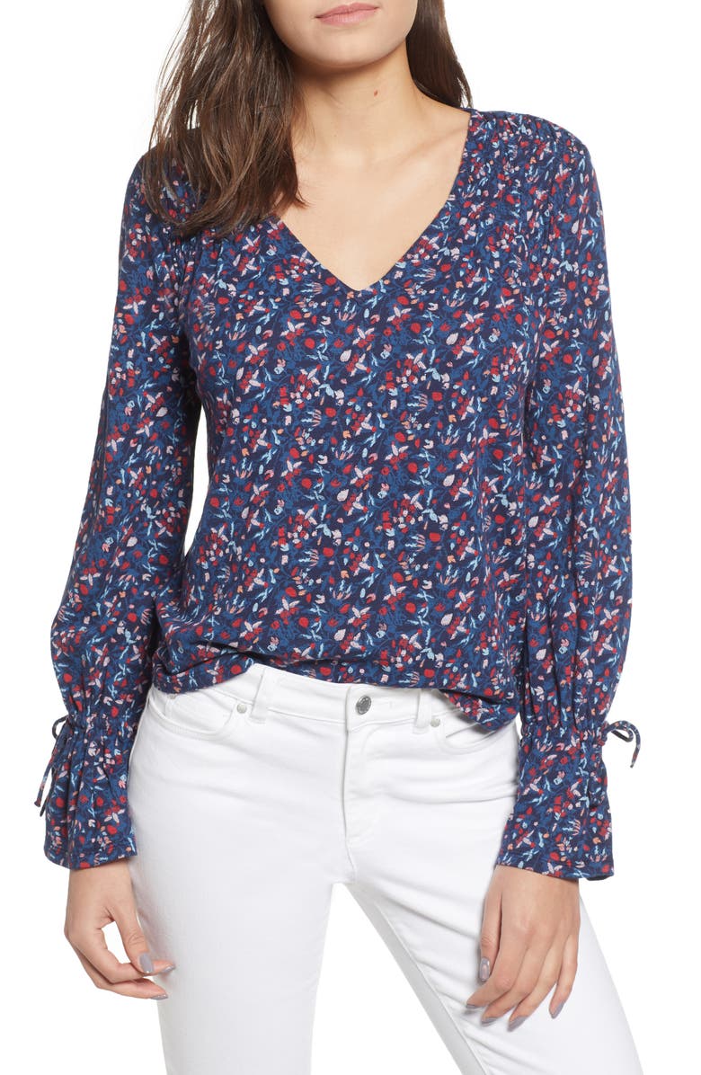 Lucky Brand Tie Sleeve Blouse, Main, color, 