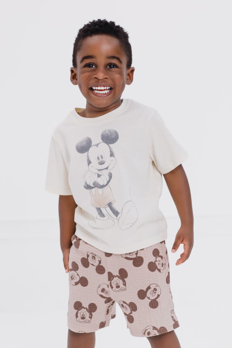 Mickey Mouse Button-Down Shirt, Tee and Shorts Set, Alternate, color, Tan Mickey Mouse
