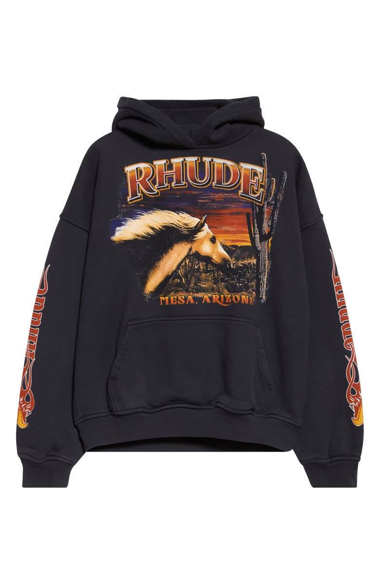 Rhude Mesa Stallion Graphic Hoodie, Alternate, color, Vintage Black/ Red/ Yellow