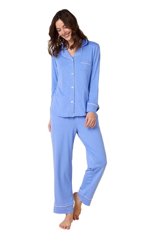 The Cat's Pajamas Pima Knit Pajama Set In Blue