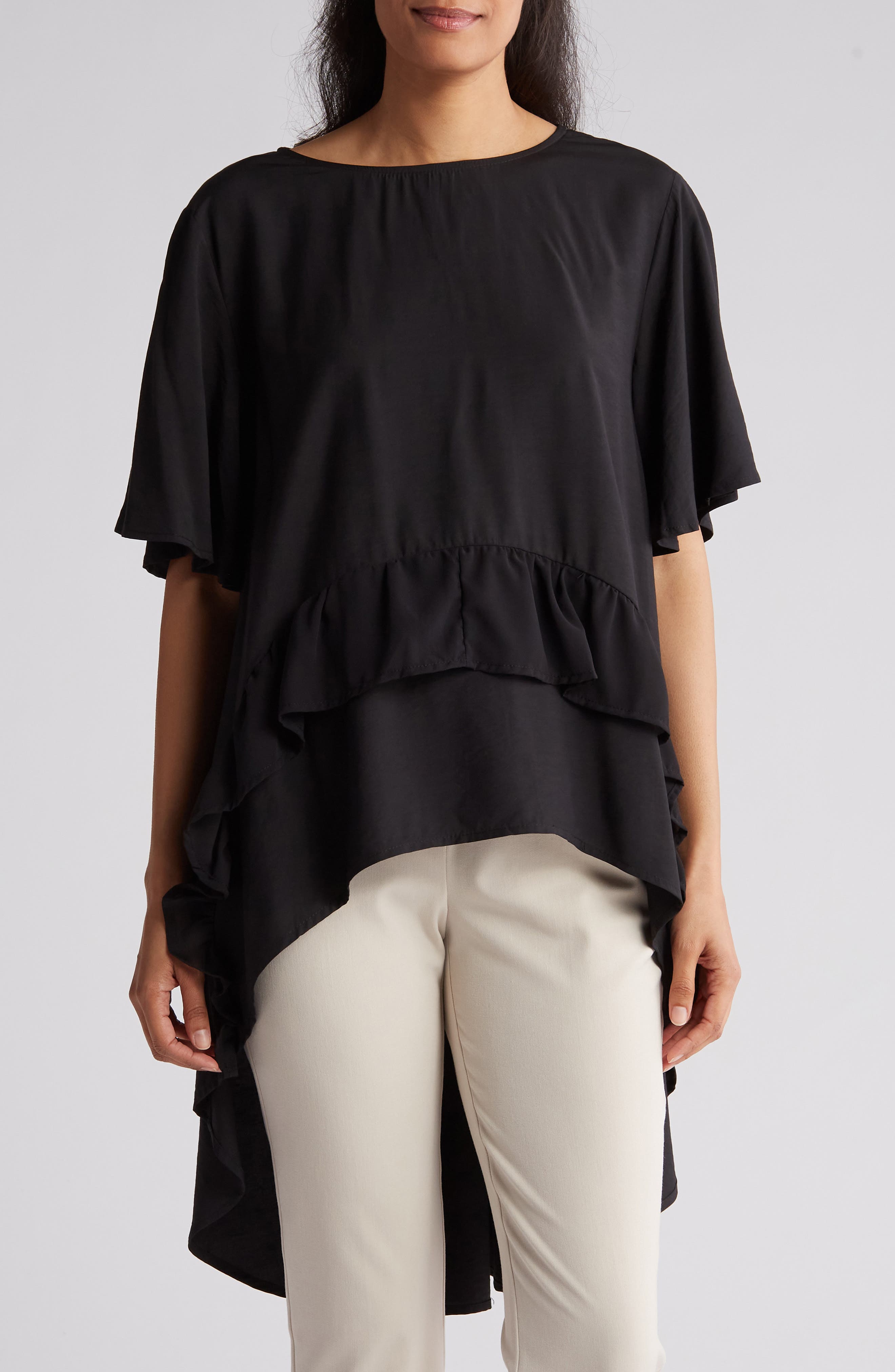 PATRIZIA LUCA Ruffle high-Low Tunic Top