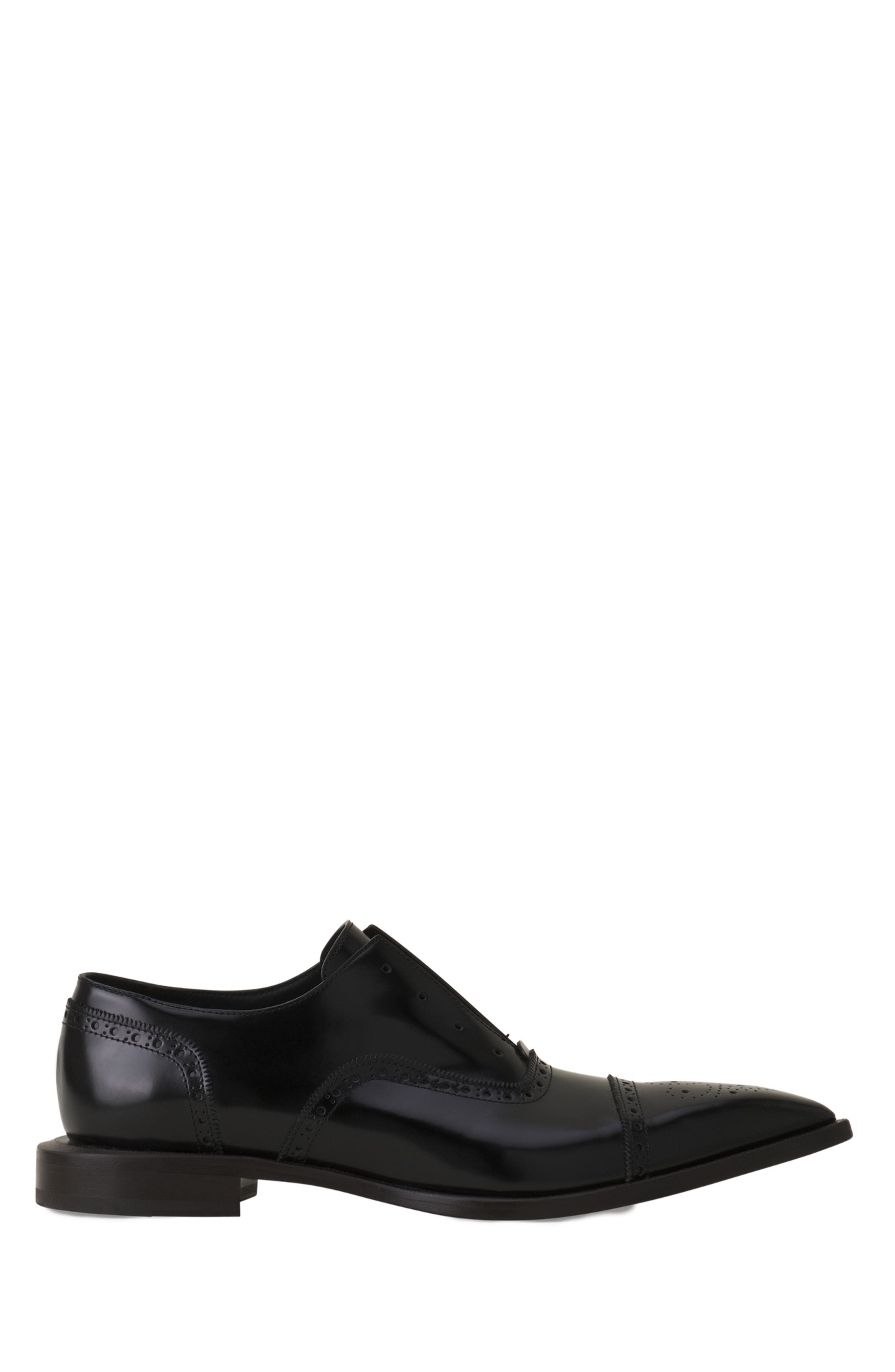 Brogue Oxford Shoe In Shiny Leather, Main, color, Black
