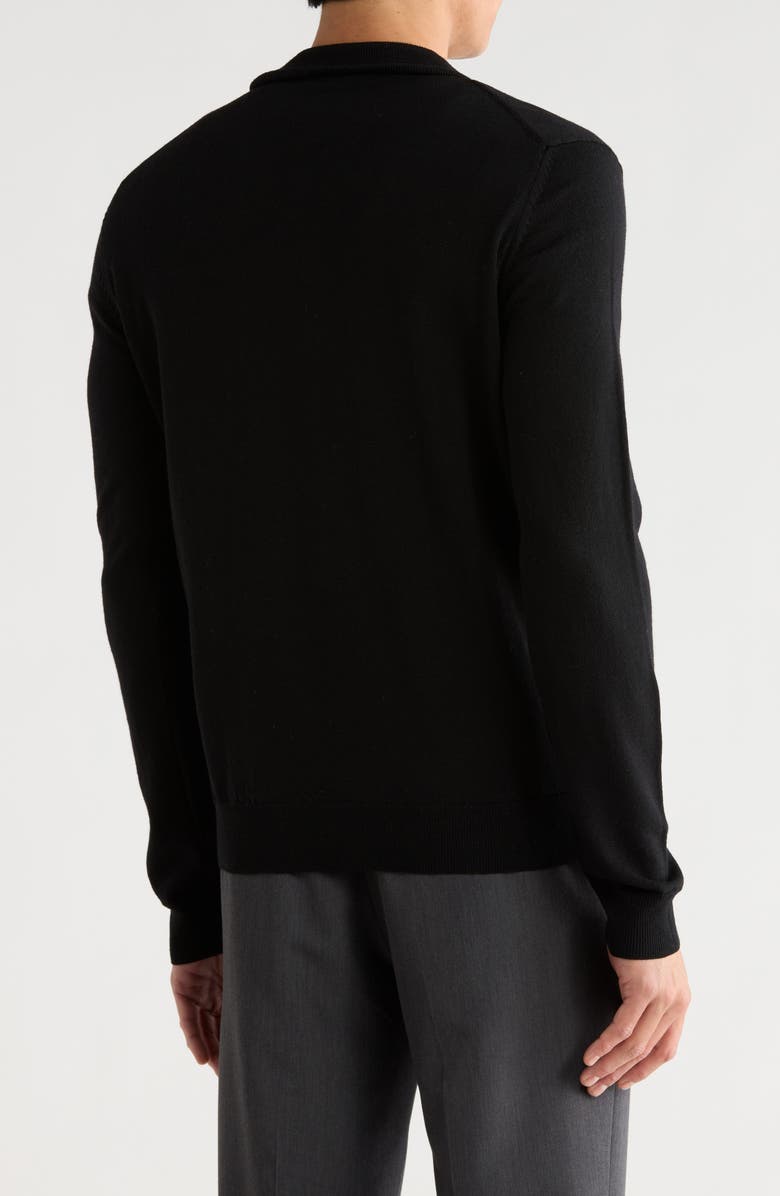 BOSS Birger Virgin Wool Quarter Zip Sweater, Alternate, color, Black