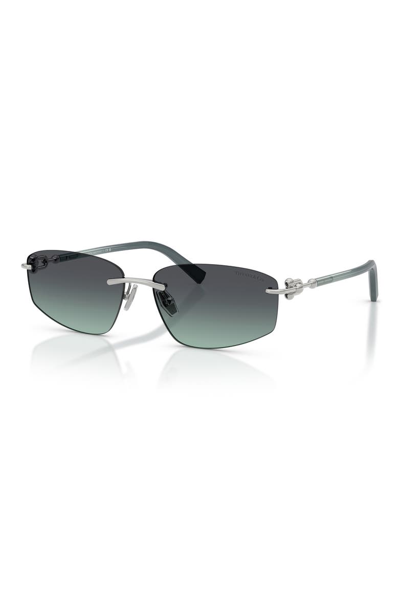 59mm Irregular Rectangular Sunglasses, Alternate, color, SILVER / AZURE GRADIENT GREY