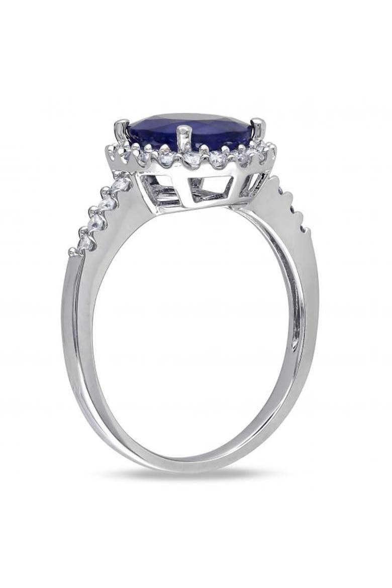 Oval Blue Sapphire & Halo Diamond Engagement Ring 14k, Alternate, color, 3.92ct/White Gold