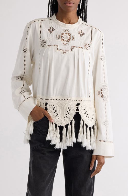 Shop Isabel Marant Severine Cotton Peasant Top In White
