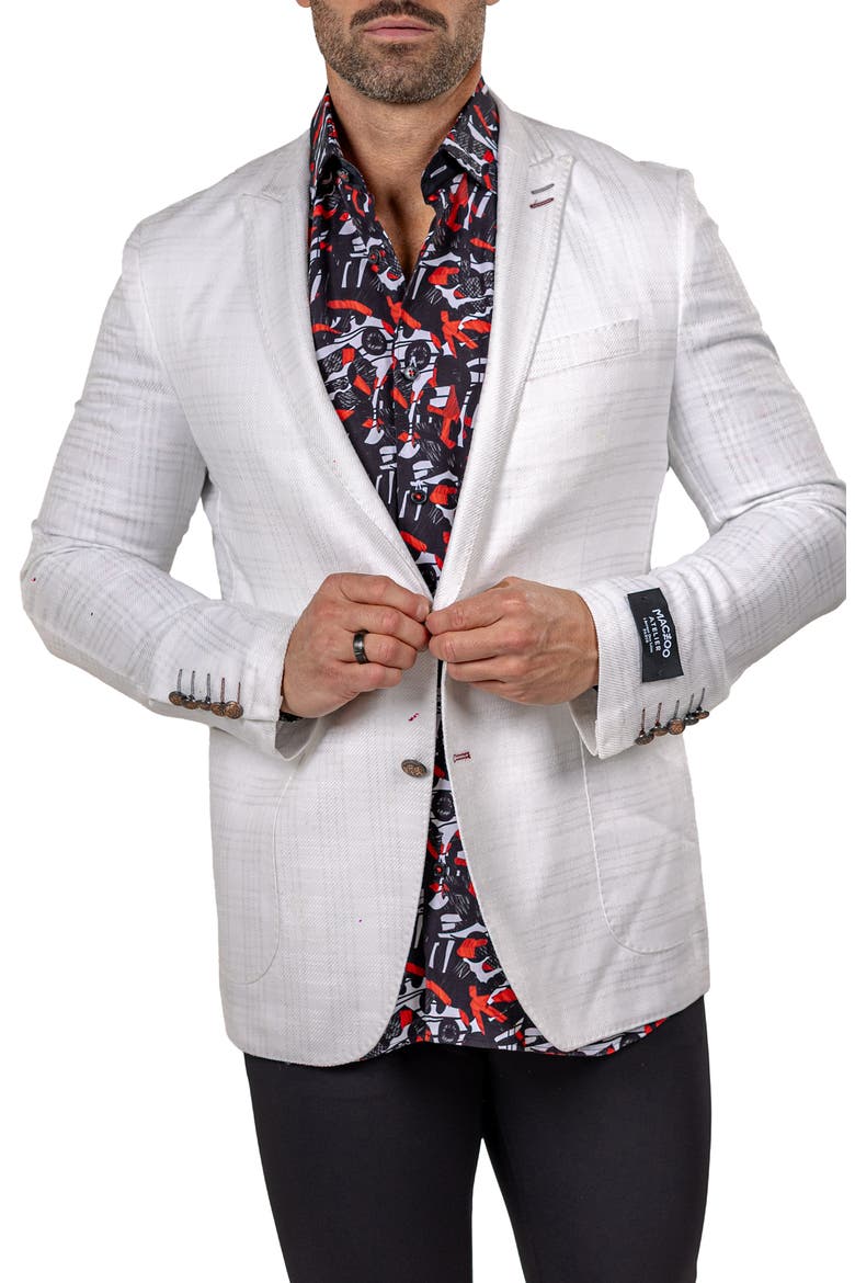Unconstructed Marthy015 White Glen Check Peak Lapel Blazer, Alternate, color, WHITE