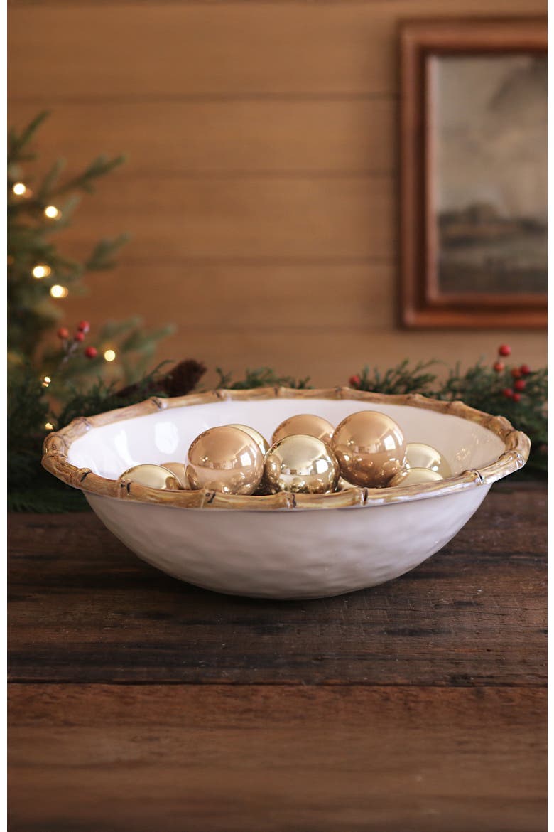 Vida Cane Large Salad Bowl, Alternate, color, White